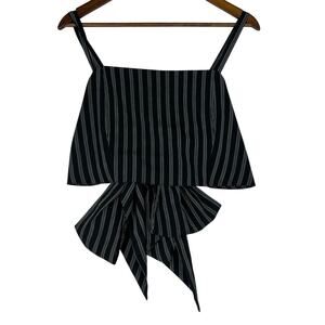 Storia Anthropologie Women’s Crop Top SZ LG Black With Pin Stripes Back Tie EUC
